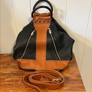 Valentina Black and Brown Leather Backpack